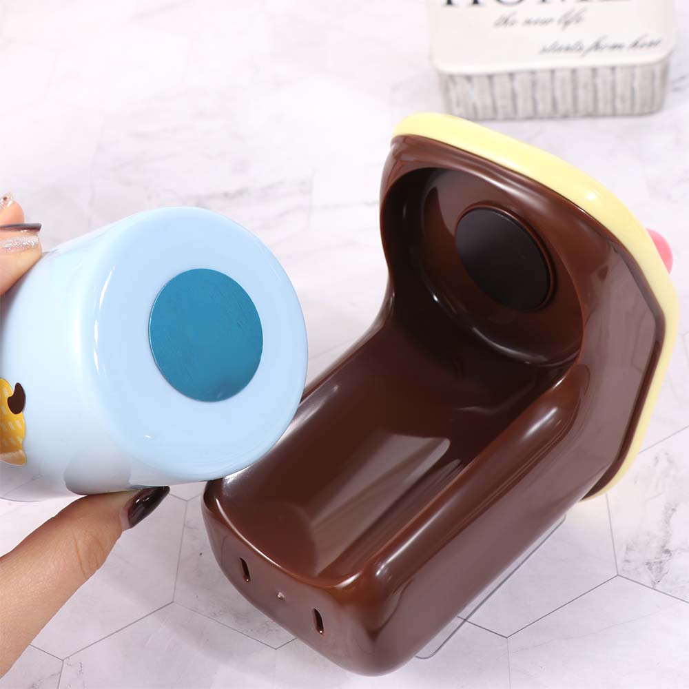 Wall Mounted Mouthwash Cup Holder Magnetic Inverted Drain Holder Toothbrush Storage Rack  Bathroom
