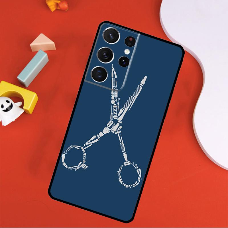 Hairdresser Barber Scissors Phone Case For Samsung Galaxy S25 Ultra S9 S10 S20 S21 FE S22 S23 S24 Plus S24 Ultra Cover