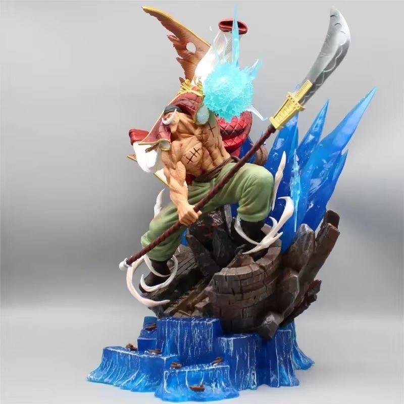 One Piece  Anime Figure Whitebeard Pirates Famous Naval Battle Scene Can Emit Light Peripheral Pvc 38Cm Model Desktop Gifts Toys