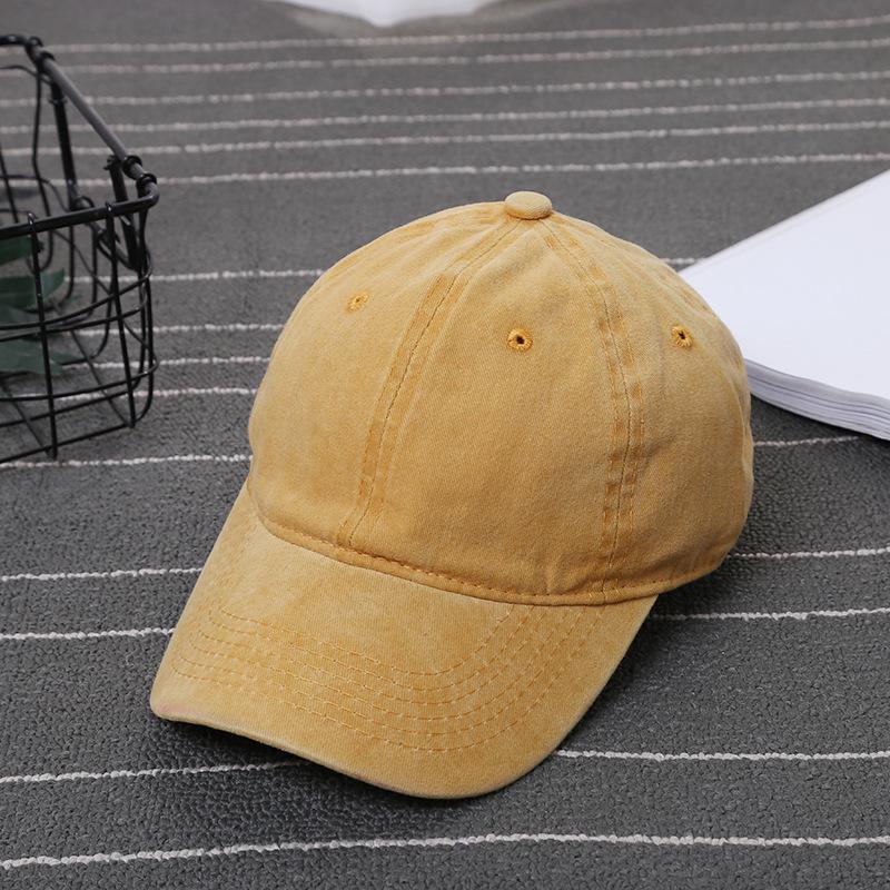 Yoghurt Retro Gewassen Katoenen Baseballpet voor Heren en Dames - Verstelbaar Effen Design voor Casual Kleding en Cadeaus geel
