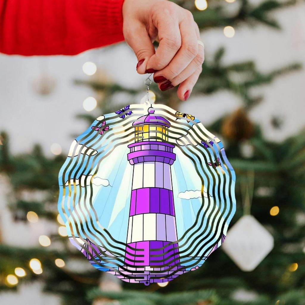 Colorful Lighthouse Wind Chime Metal All Weather Outdoor Decor for Garden Patio Yard No Battery Needed Easy To Install Wind Spinner