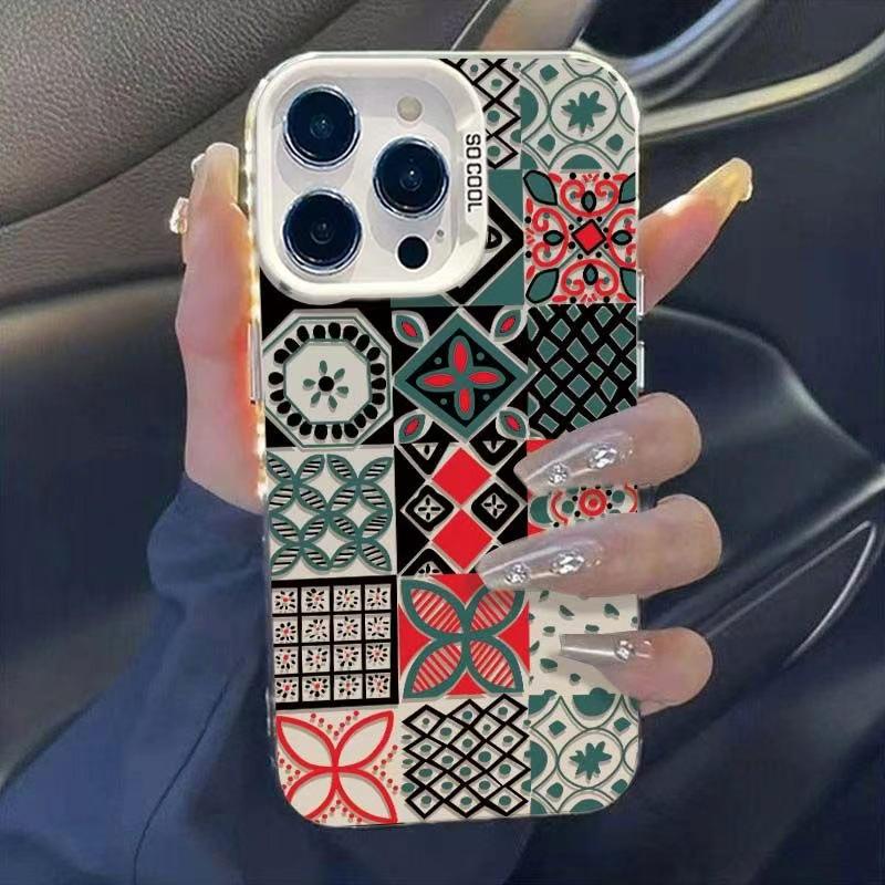 Grid Totem Apple iPhone 15, 16, 17 Pro/Pro Max Case with Cross-Border Personality Design.