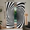 2Pcs Black And White Spiral Vortex Curtain Futuristic Pipeline Tube Endless Tunnel Striped Swirl Window Drapes All Season Charm