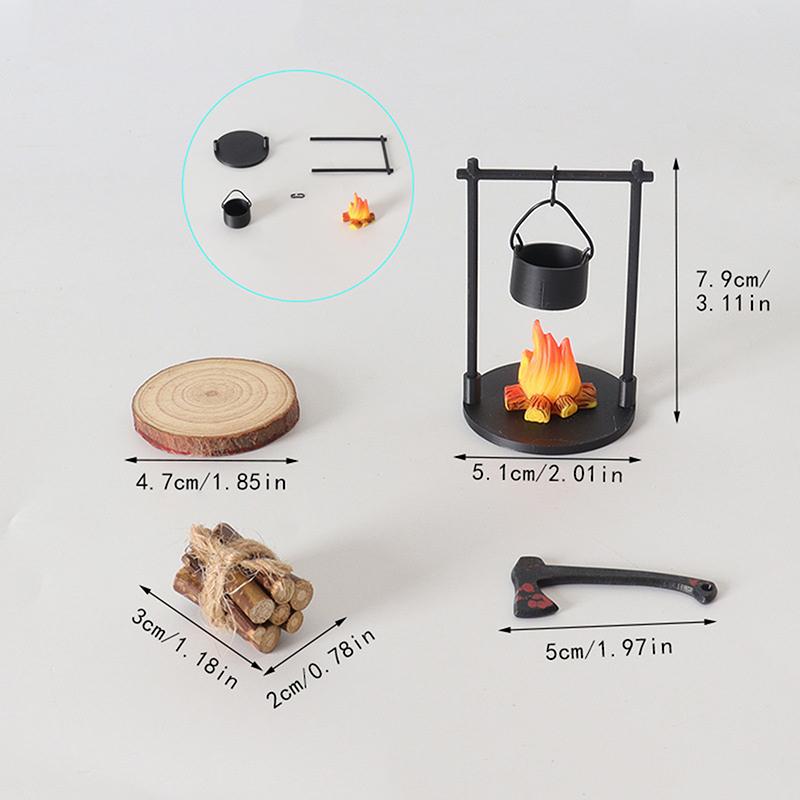 Miniature Campfire And Teapot, Modern Fantasy-Themed Miniature Sculpture Decorations, Home And Kitchen Diy Craft Accessories