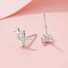 925 Sterling Silver Tetragonal Star Stud Earrings Light Luxury Small Ins Star Earrings Niche Exquisite Star Sparkling Earrings