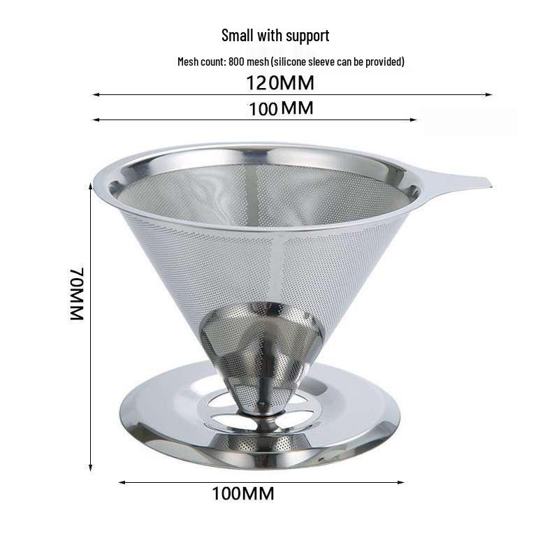 Dual-Layer 304 Stainless Steel Coffee Filter, Available in 300/600/800 Mesh, No Paper Needed for Hand Drip Brewing.
