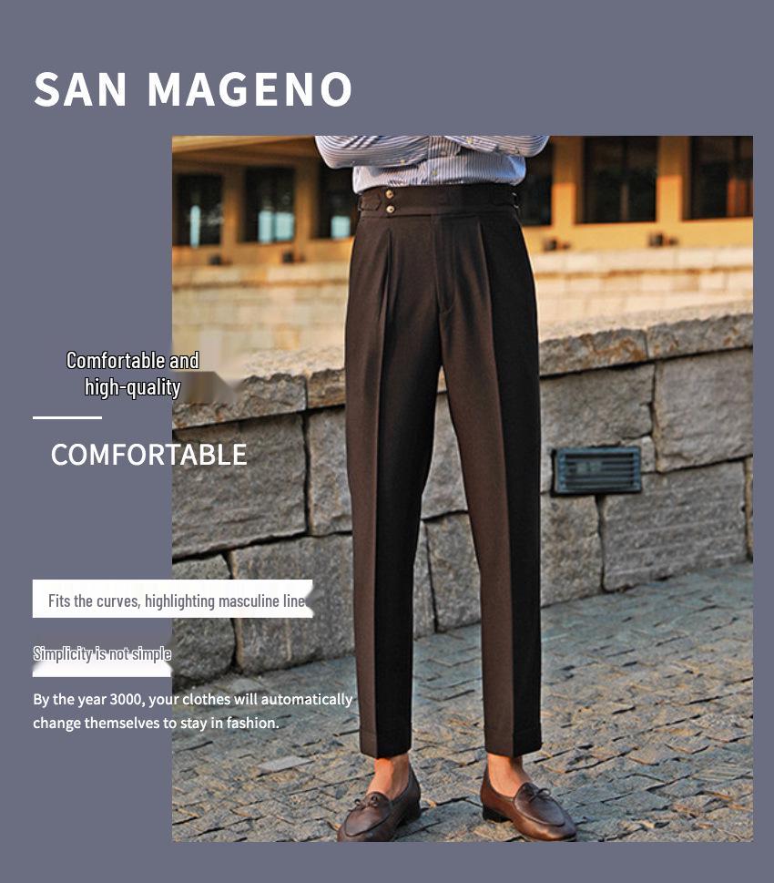 2026 Italian Slim-Fit Men's Business Casual High-Waisted Dress Pants for Autumn and Spring