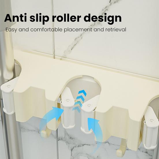 Wall Mounted Broom Holder Mop Rack Strong Load-bearing Easy To Install Universal Broom Hanger Tool Organizer Rack