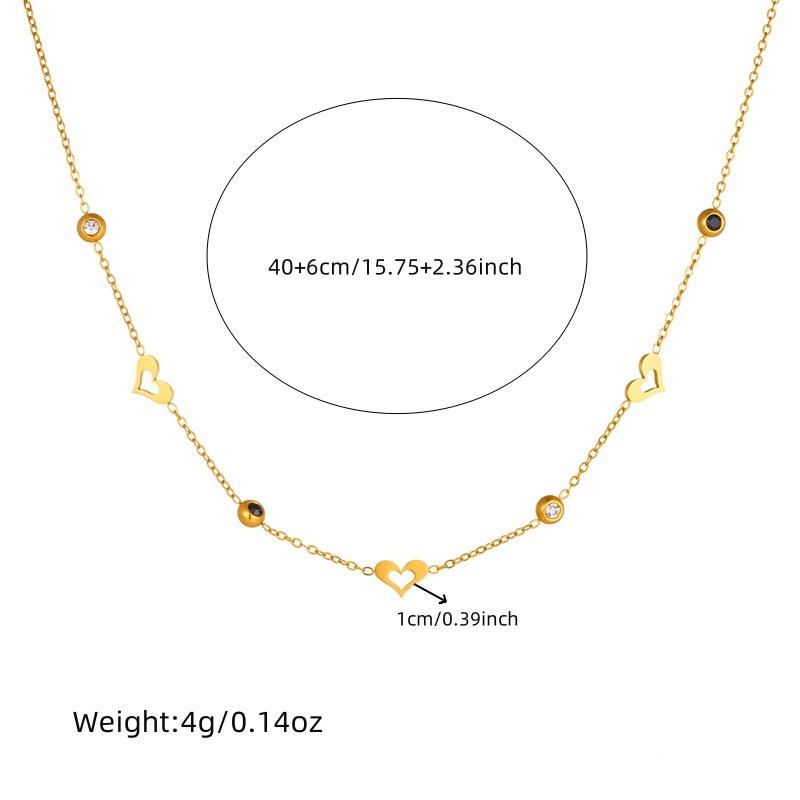 Gold Plated Mother of Pearl Heart Jewelry Set, Stainless Steel CZ Beaded Necklace Bracelet Set, Waterproof Dainty Jewelry for Women Gift