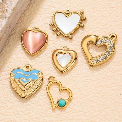 Stainless Steel Heart-Shaped Necklace with Micro-Inlaid Diamonds