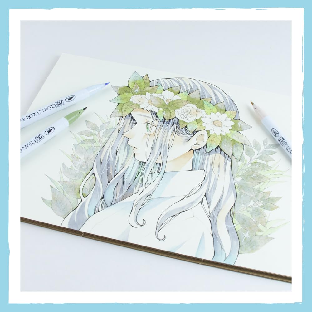 Kuretake Pinselstifte ZIG Clean Color Real Brush 6-Farben Set Kühle Pastelltöne RB-6000AT/6VH