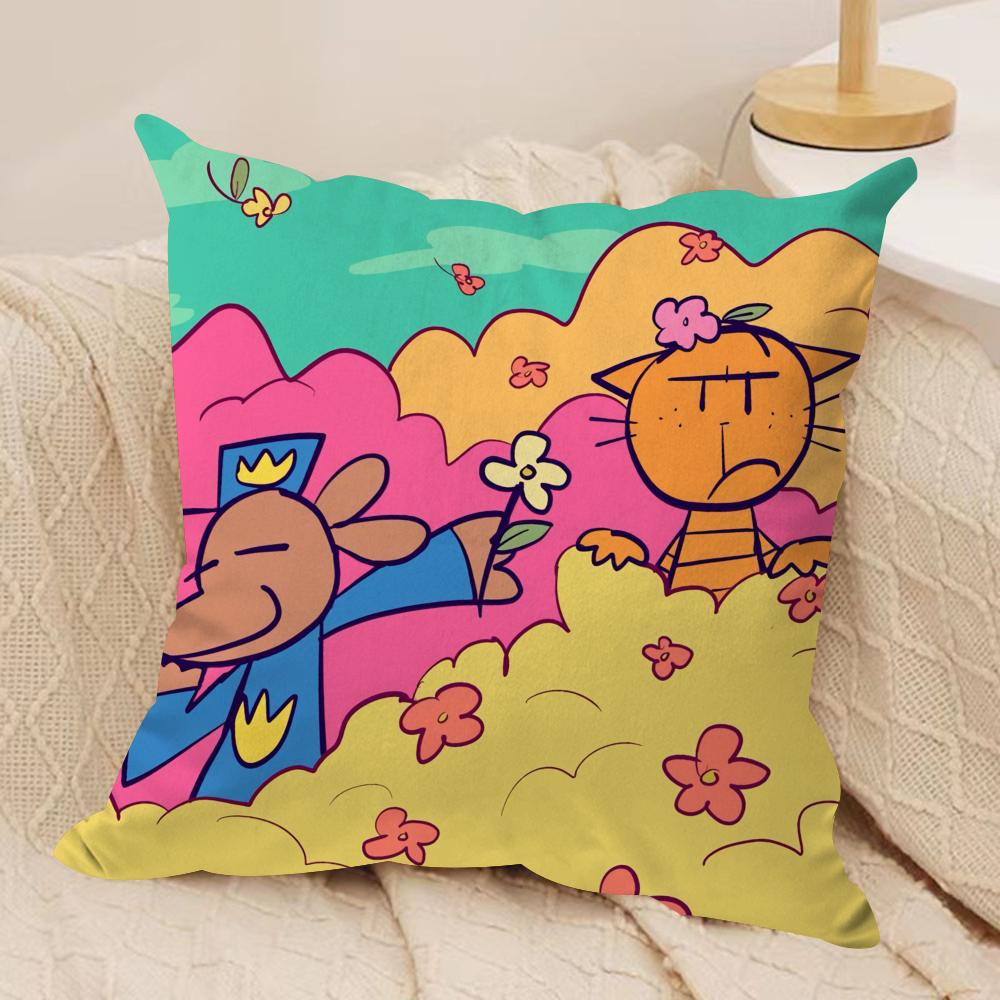 DOG MAN Anime Cushion Cover Soft Plush Fabric Double-Sided Printed Sofa Cushion Cover for All Seasons Home Decor Gift