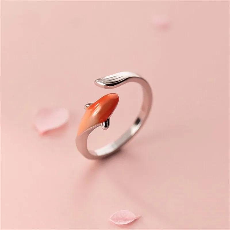 

Lucky Koi Fish Lotus Flower Ring For Women Men Silver Color Animal Finger Rings Party Good Luck Jewelry Gift