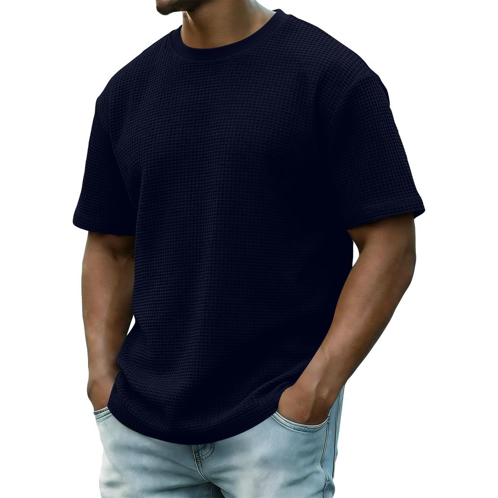Men's Summer Short-Sleeve Top Men's Casual Fashion Textured Short-Sleeve Top