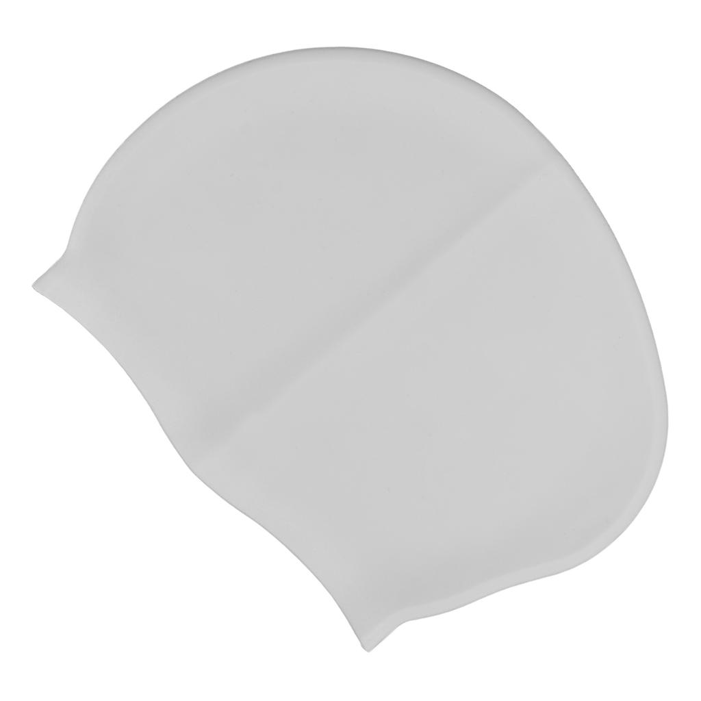 Swim Bathing Cap Silicone Waterproof Swimming Head Cover Professional with Ear Protection for Adult Long HairWhite
