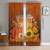 Christmas Pumpkin Sunflower Printed Curtains Decorations Home Room Made Of Polyester