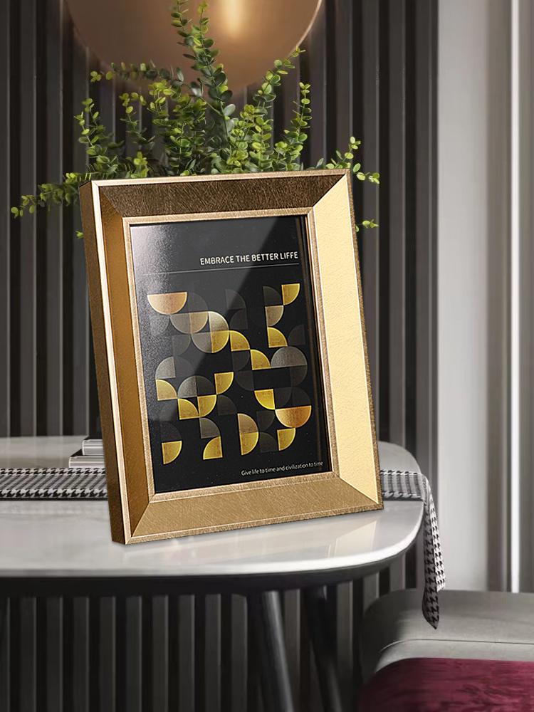 Black Golden Light Luxury Photo Frame Desktop Display Wall Mounted Photo Frame, Background Wall Decor Sculpture Art Ornaments