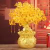 Yellow Crystal Money Tree Fortune Tree Lucky-Tree Desktop Ornament for Living Room Study Desk Office Conference Room