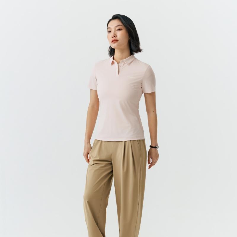 Skechers Solid Color Breathable Short Sleeve Polo Shirt Women Tops P226W011-028B
