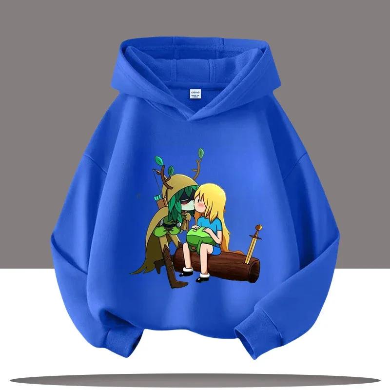 2025 Nová mikina Adventure Time pro děti s potiskem postaviček z kresleného seriálu Dětské sportovní oblečení pro dívky Ležérní top Podzimní/Zimní oblečení