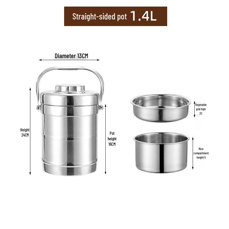 

Большой многослойный ланч-бокс из нержавеющей стали с вакуумной изоляцией, с крышкой и ручкой Thermal Pot 4h