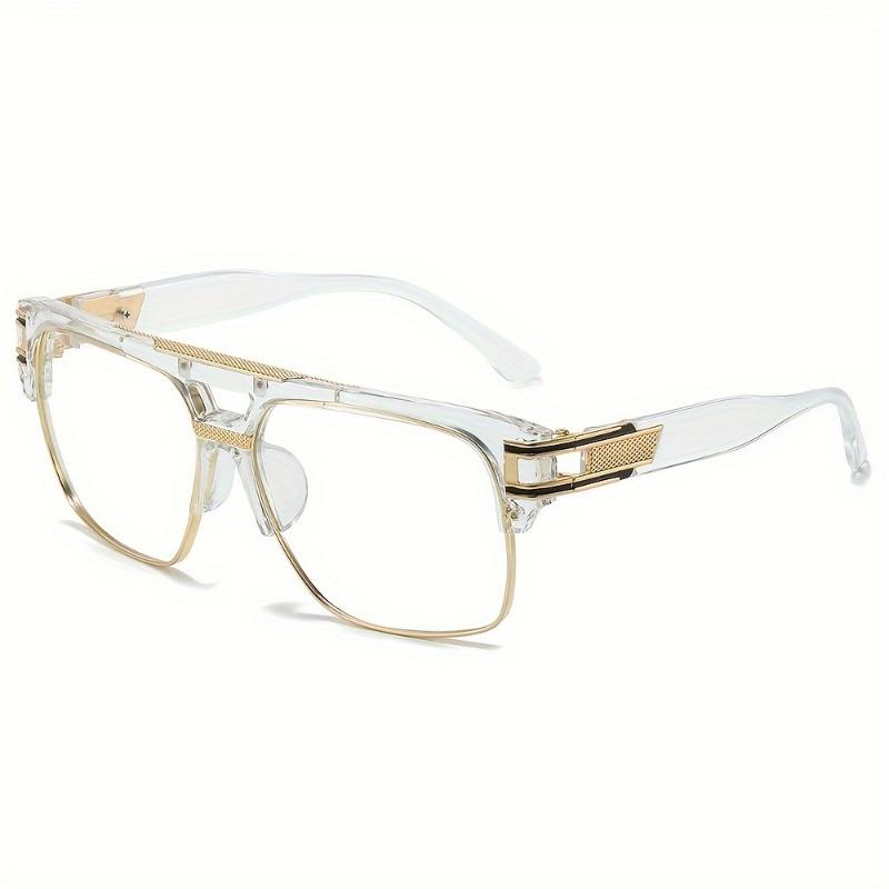 Non-polarized Square Sunglasses for Men Classic Oversized Sun Glasses Retro Semi Rimless Metal Frame Retro Eyeglasses Women