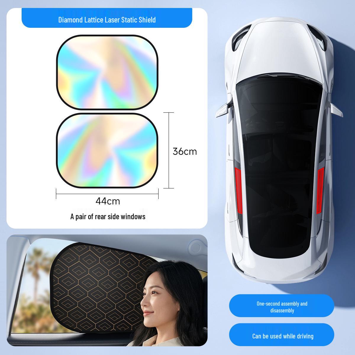 

Diamond Pattern Electrostatic Car Sun Shade - Side Window Protection Visor