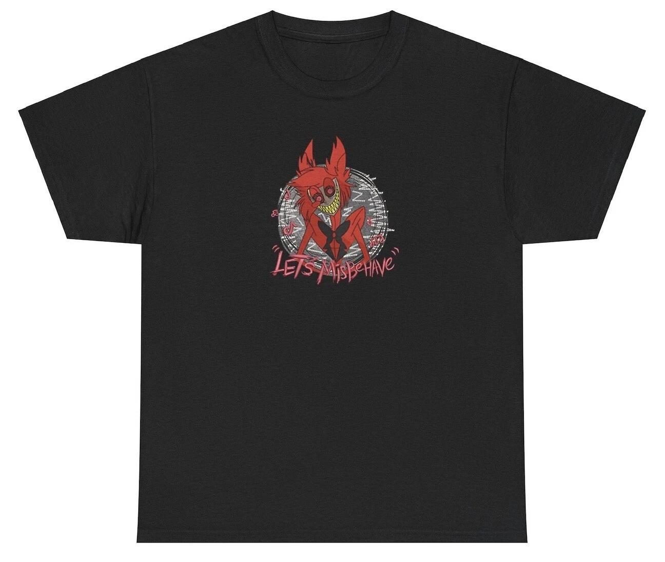 Lets Misbehave T Shirt Alastor Hazbin Hotel Radio Demon Cartoon Merch Gift Tee M