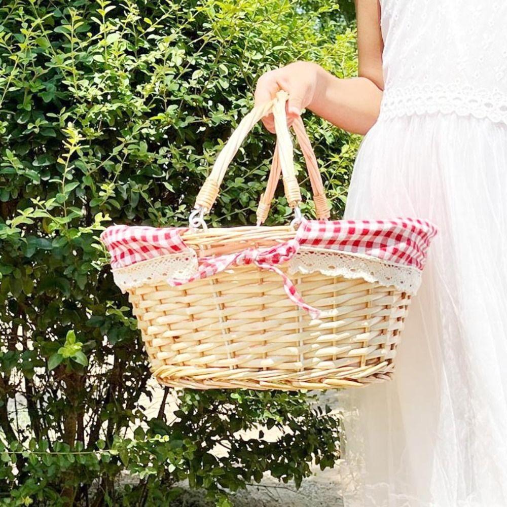 Oval Sundries Willow Woven Handwoven Vegetable Basket Storage Basket Fruit Basket Picnic Basket