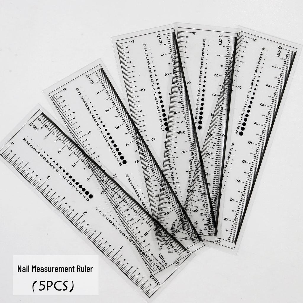 Transparent Nail Measurement Ruler with Zircon Drill Size Guide