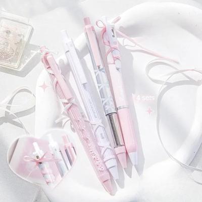Lot de 4 stylos à encre gel 0,38 mm/0,5 mm, stylo à bille à encre noire, stylo à encre gel pour l'écriture, fournitures de papeterie pour étudiants