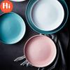 HiCeramic Round Steak Plates Beef Plate Dessert Dish Minimalist Pizza Breakfast Dish Tableware