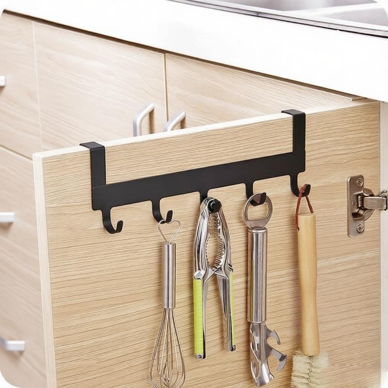 1Pc Hooks Over The Door 5 Hooks Home Bath Room Organizer Rack Clothes Coat Hat Towel Hanger Bathroom Kitchen Accessories