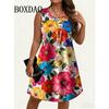 Women's Plus Size Floral Print Sleeveless A Line Dress Summer Vacation Style Dresses Y2k Ladies Clothes Bohemian Beach Dresses