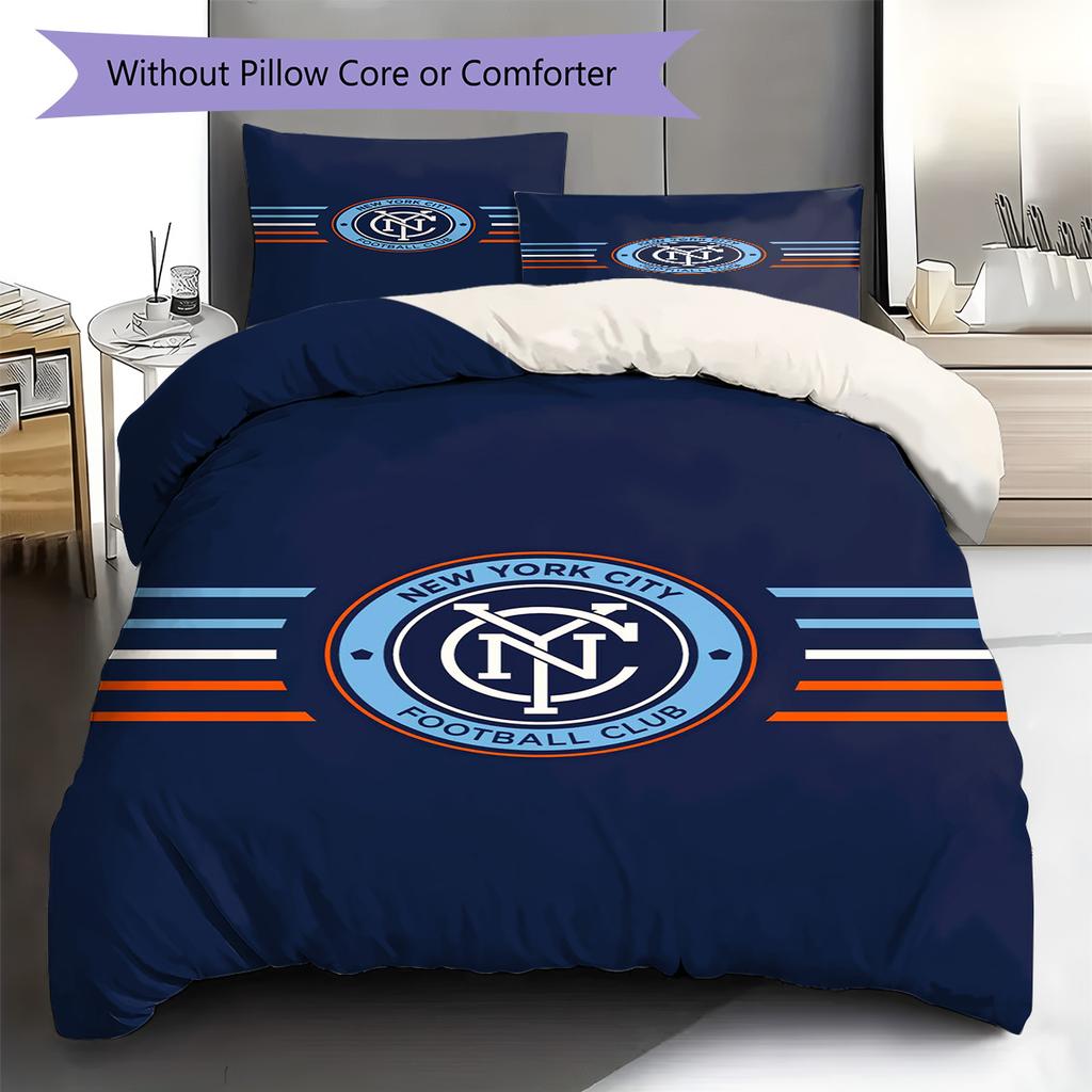 New York City FC Pattern Bedding Set Quilt Cover Pillowcase Home Decor Gift (1 * Duvet Cover + 2 * Pillowcase, Without Core)
