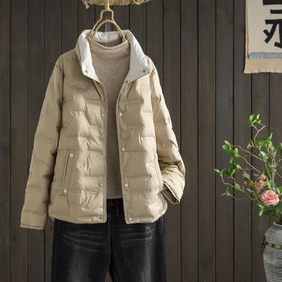 Fitaylor Autumn Winter Women White Duck Down Coat Casual Lapel Single Breasted Jacket Fashion Light Puffer Parka Outwear