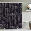 Modern Floral Shower Curtain Fabric Waterproof Bathroom Decor Printing Home Decoration Black Grey
