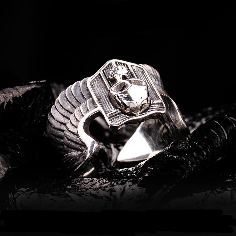 Adjustable Skull Ring Men Women Vintage Punk Gothic Finger Handmade Copper Plated Statement Jewelry
