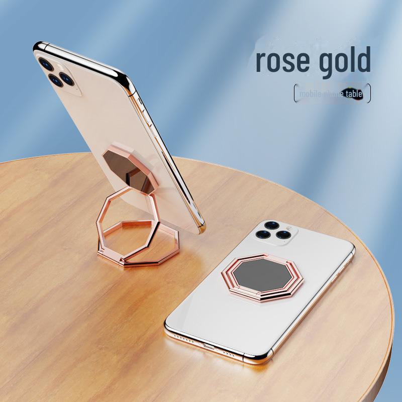 Adjustable Folding Mobile Phone Stand with Clip, Telescopic Desktop Holder, Portable Rotating Ring, Customizable Logo.