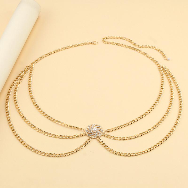 Sexy Gold Color Crystal Waistband Adjustable Length Chain Waist Chain for Women Boho Belt Body Jewelry Summer Bikini Accessories