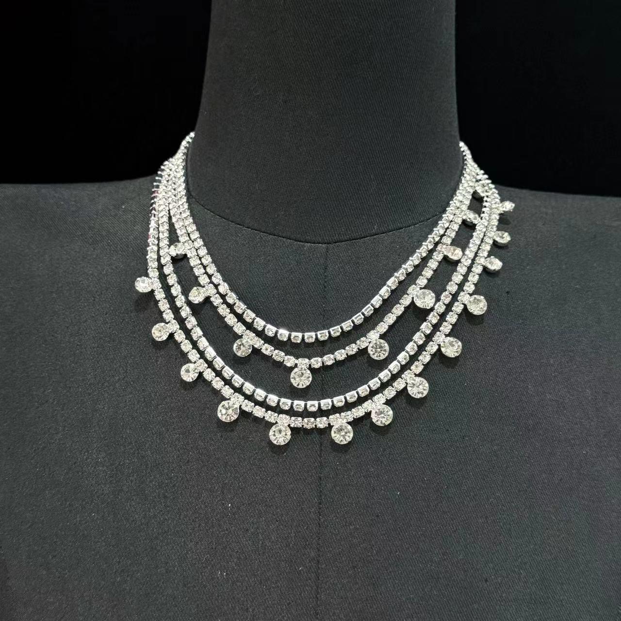 

European & American Fashion Multi-Layer Rhinestone Choker Necklace