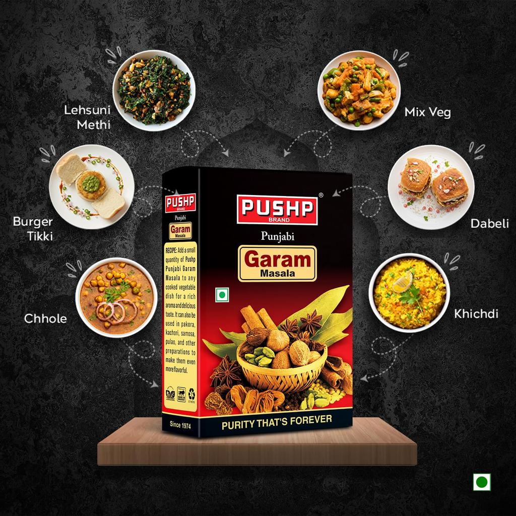 Pushp Punjabi Garam Masala Blend Authentic Indian Spice Mix For Vegetables Pulses Chole And Traditional Flavorful Cooking 100g X Pack of 10