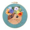 Cat Flower Stamped Cross Stitch Embroidery Kits with Hoop Cloth Color Thread