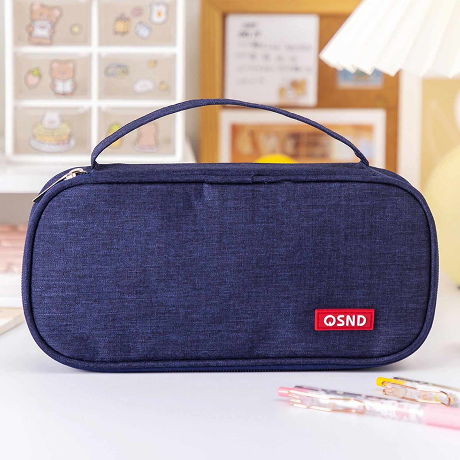 

Большой пенал, вместительный пенал для канцелярских ручек, сумка для хранения большой емкости, держатель, органайзер для маркерных ручек для женщин и мужчин One Size тёмно-синий