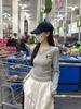 Elegant Korean Half-Open Collar Long-Sleeve Women's T-Shirt with Chic Embroidery Design for Autumn 2025