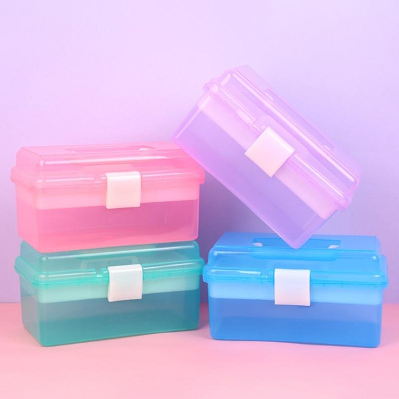 Plastic Storage Box with Tray Nail Art Organizer Toy Storing and Organising Case