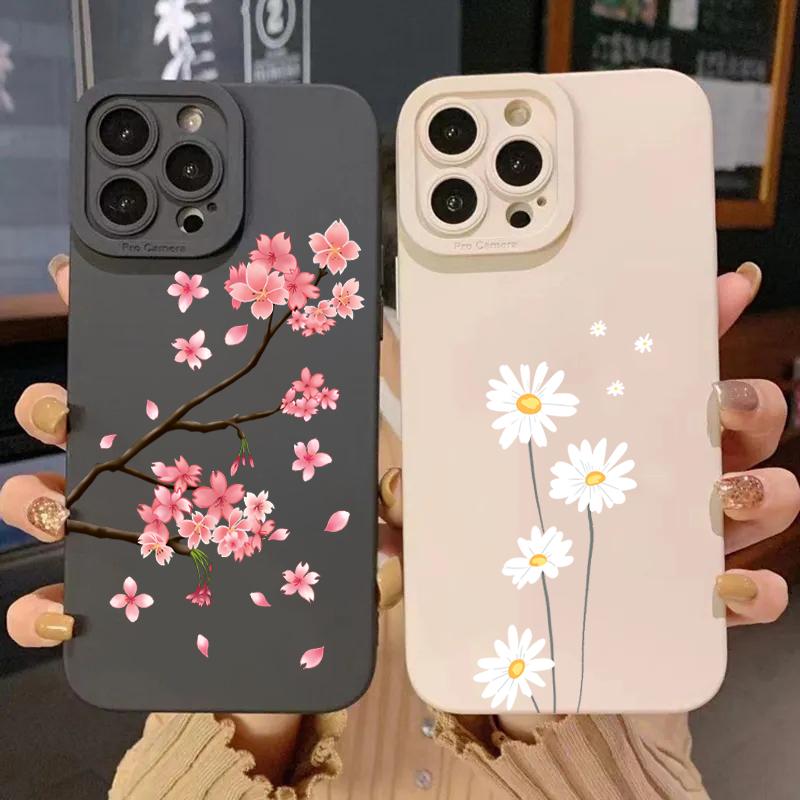 Pink Cherry Blossom Phone Case For Xiaomi Poco F6 F5 X5 M6 X7 Pro Mi 15 14T 13T 12T Pro 14 13 11 Lite 5G NE Silicone Soft Cover