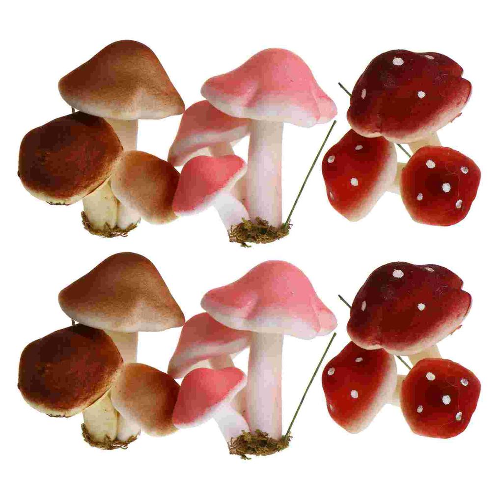 6 Pcs Simulated Mushroom Mini Froth Adornment Micro Landscape Decoration Flower Pots Balloon Craft Foam Fish Tank Decorations