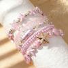 1 Set Bohemian Starfish Bracelets for Women Coastal Style Stackable Stretch Bracelets Faux Pearl Beaded Bracelets for Holiday Summer Beach