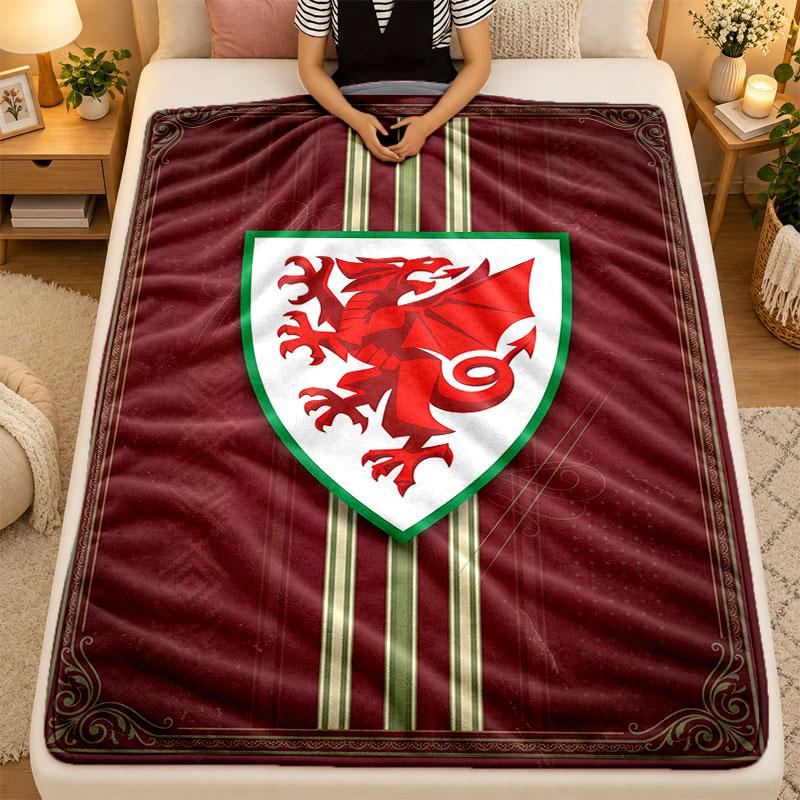 Flannel BlanketWales Rugby Warm Soft Throw Blanket for Indoor Sofa Bed Living Room Use